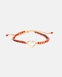 Jewellery: Crystal Red Heart Bracelet | Gold