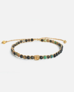 Jewellery: Dark Chrysocolla Agate Bracelet | Gold