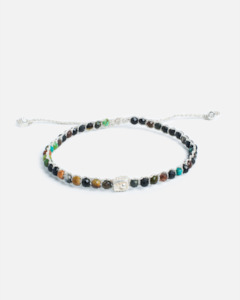 Dark Chrysocolla Agate Bracelet | Silver