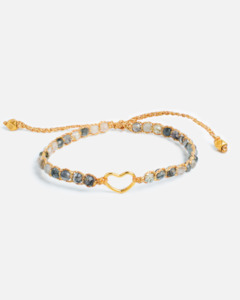 Jewellery: Black Rutilated Quartz Heart Kids Bracelet | Gold