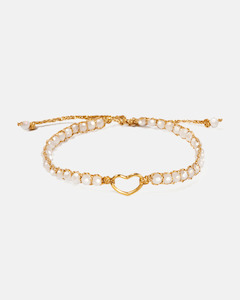 Crystal Glass Kids Heart Bracelet | Gold