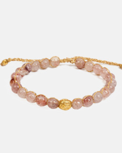 Strawberry Quartz 6mm Bracelet | Gold