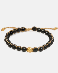 Black Onyx 6mm Bracelet | Gold