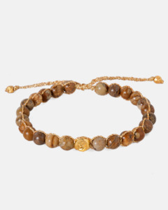 Brown Jasper 6mm Bracelet | Gold