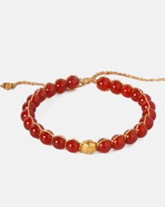 Jewellery: Carnelian 6mm Bracelet | Gold