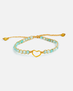 Amazonite Heart Kids Bracelet | GOLD