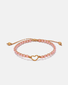 Pink Tourmaline Heart Kids Bracelet | Gold