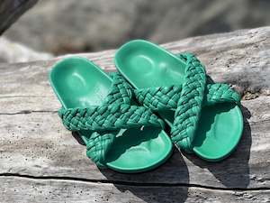 Tilly Woven Green Slides -CLOSING DOWN SALE 50% OFF