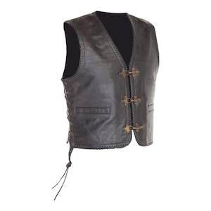 Road: Richa Gilet Sadic Leather Vest with Laces - Black