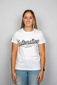 Motor vehicle part dealing - used: Autonation Womens Italic Tee - white