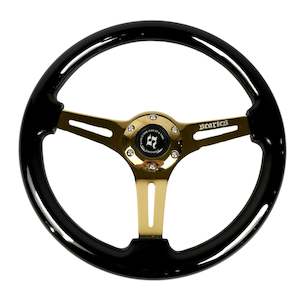 Motor vehicle part dealing - used: Scarles Prestige Steering Wheel - Black/Gold