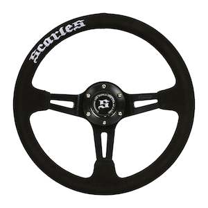 Scarles Suede Dedicated Drift Steering 350mm-90mm (White Logo)