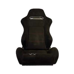 Bucket Seat Reclinable - Black Suede w/ Red Stitching