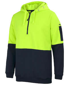 6HVHZ - JB's Wear - Hi Vis 1/2 zip Hoodie - 280gsm - 2 pockets in lower side seam