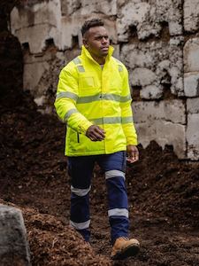 Clothing manufacturing: BJ6842T - Bisley - USB Taped Hi Vis Heated Jacket with Hood