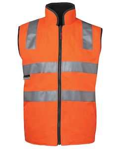 6D4RV - JB's Wear - Hi-Vis Reversible Vest (Day/Night) - Taped - 290g fleece contrast