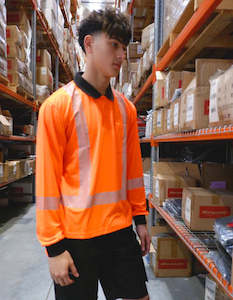 R483X - Workguard - Recycled Hi Vis TTMC Long Sleeve Polo