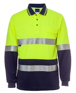 6HMSS - JB's Wear - Hi-Vis Cotton Backed Fabric Segmented Tape Polo (Day & Night)