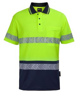 6HMSS - JB's Wear - Hi-Vis Cotton Backed Fabric Segmented Tape Polo (Day & Night)