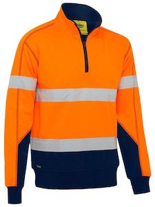 BK6987T - Bisley - Hi-Vis 1/4 zip Taped Sweatshirt with Sherpa Fleece Lining - 570g