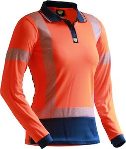 PCP1235 - Caution - Women's Hi-Vis Long Sleeve Micro Fibre Polo (Day/Night)