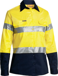 BLT6456 - Bisley - Hi-Vis Women's Taped Drill Shirt - 190gsm