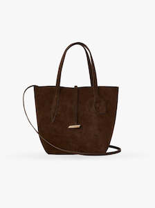 Sprout Tote Mini dark brown suede