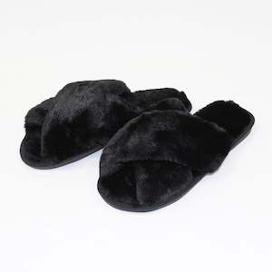 Slippers - Crossover Plush - Black - Size 40-41