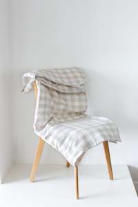 Linen Cot Duvet Cover-Natural and White Gingham