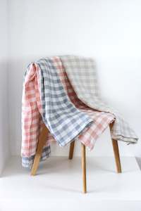 Clothing wholesaling: Linen Cot Duvet Cover-Blush Gingham