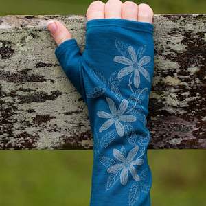 Gloves: Merino Wool Gloves - Teal Clematis