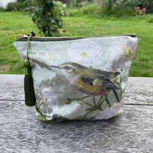 Rifleman and Mt Cook Lily Velvet Cosmetic Bag