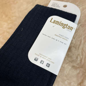 Merino Wool Knee High Rib Socks - Navy