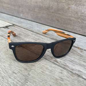 Moana Road Sunglasses - Black frame with striped arms