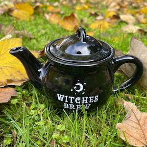 Witches Brew Ceramic Black Teapot