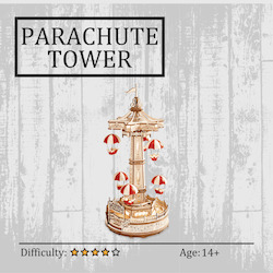 Hobby equipment and supply: Parachute Tower 3D Wooden Puzzle