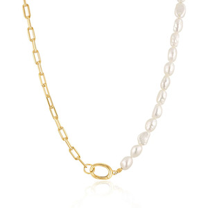 Linda Tahija Paperclip Baroque Pearl Necklace