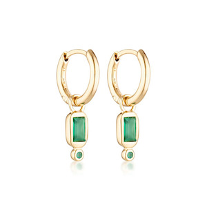 Linda Tahija Raya Huggie Earrings - Green Onyx