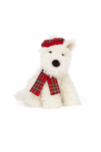 Jellycat Winter Warmer Munro Scottie Dog Cream 15x12x21cm