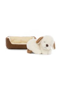 JELLYCAT NAPPING NIPPER DOG BROWN & WHITE 9X14X10CM