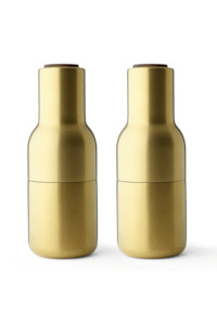 Kitchen: Menu Bottle Grinder - Brushed Brass/Walnut Lids 2Pack