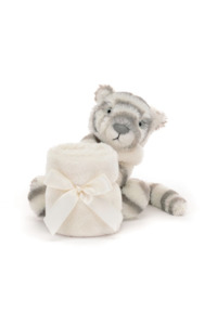 Jellycat Bashful Snow Tiger Soother Grey & White 13x34x34cm