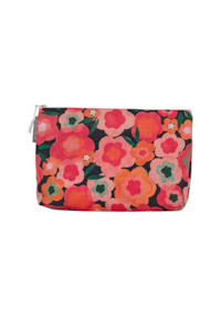 Cosmetics Toiletries Bags: LINEN Cos Bag Large Midnight Blooms