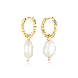 Linda Tahija Baroque Pearl Rope Huggie Earrings