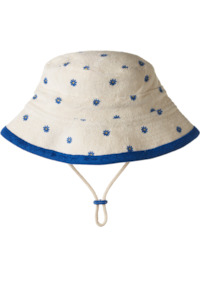 Nature Baby Bucket Sunhat Terry - Daisy Daze Blue Print