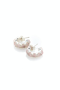 Jewellery: Stolen Girlfriend Halo Cluster Earrings - Rose Quartz