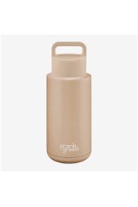 Drink Bottles: Frank Green 34oz Stainless Steel Ceramic reusable Bottle  (Grip Finish) - Soft Stone with Grip Lid