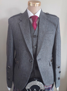 Braemar Jacket & Vest in Grey Tweed - Special