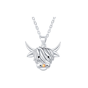 Highland Cow Silver Pendant