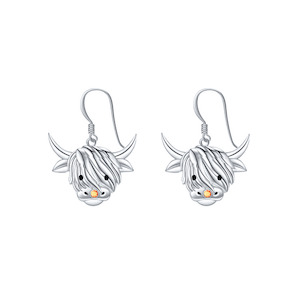 Clothing: Highland Cow Silver Drop Earrings